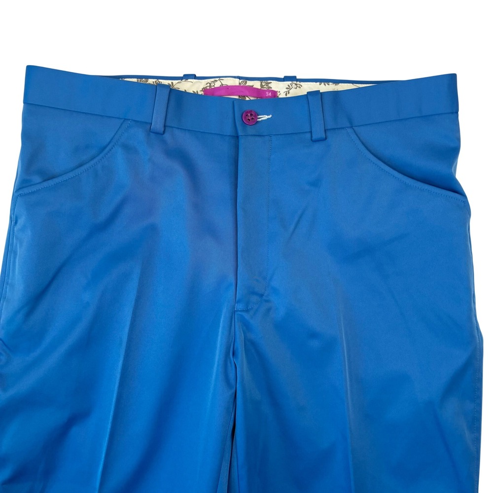 Aristo Eighteen‎ Reno2 Trousers Mens 34x32 Cobalt Blue Flat Front Golf Pants